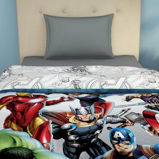 SPACES Marvel Avengers -  Multicolour Printed Cotton Single Bed Quilt