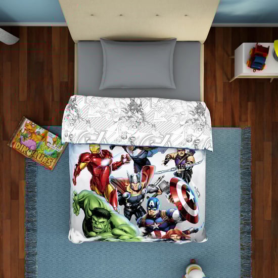 SPACES Marvel Avengers -  Multicolour Printed Cotton Single Bed Quilt