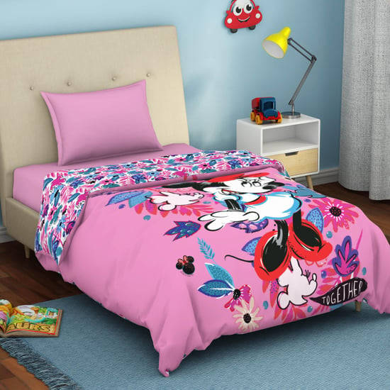 SPACES Disney Minnie-Pink Cotton Printed Single Bed Quilt-150x220cm