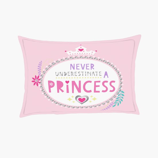 SPACES Disney Princess Pink Printed Cotton Double Bedsheet Set- 3 pcs