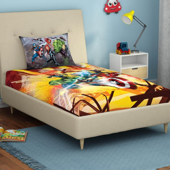 SPACES Marvel Avengers-Multicolour Printed Single Bedsheet Set-2Pcs