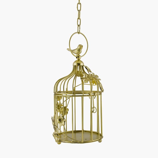 HOMESAKE Set Of 2 Metal Decorative Bird Cage with Floral Vine