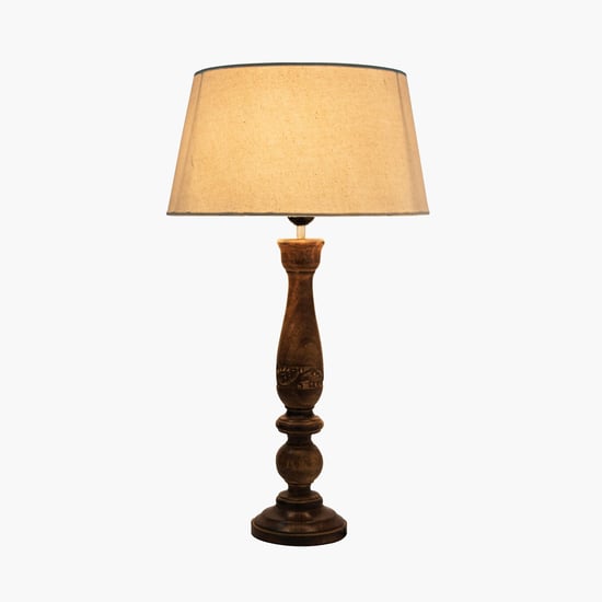 HOMESAKE Corsica Beige Wooden Table Lamp -  33 cm X 58 cm