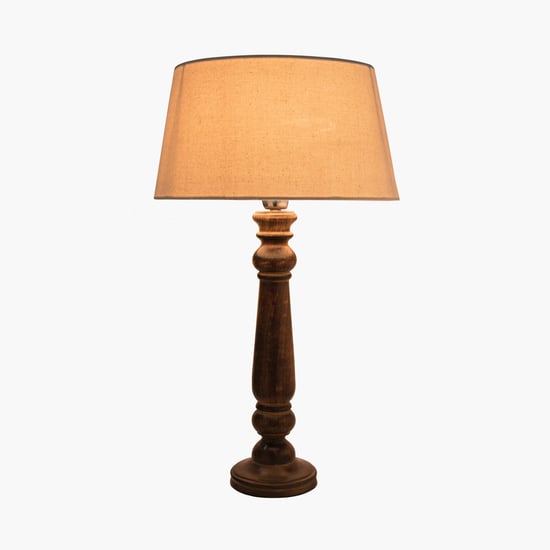 HOMESAKE Beige Wooden Mabel Antique Table Lamp- 33X58 Cm Beige