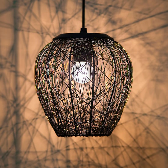 HOMESAKE Black Hanging Steel Wire Mesh Pendant - 20 cm X 17 cm