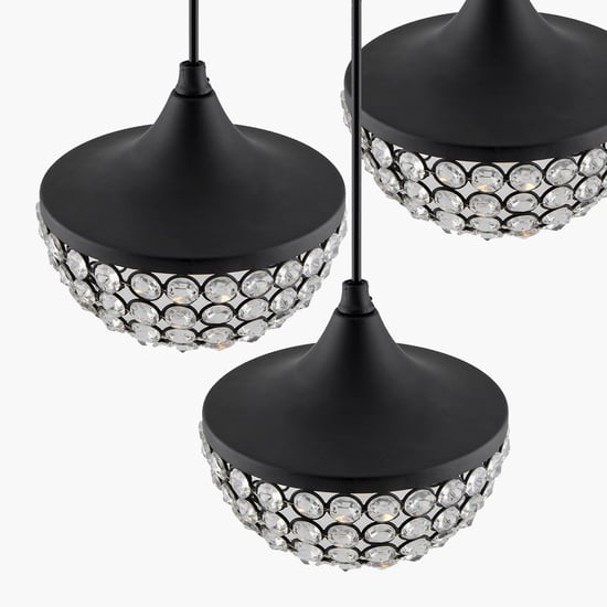 HOMESAKE Corsica Black Crystal Round 3-Lights Chandelier-22 x 22 x 115 cm