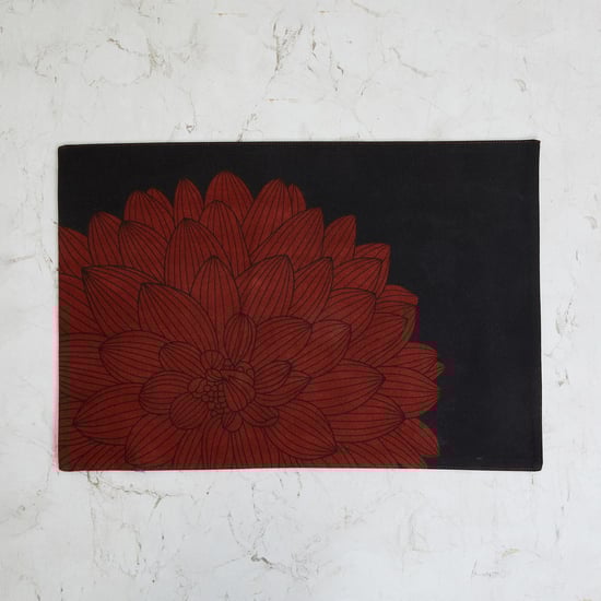 Regalia Black Floral Pattern Cotton Placemat - 33 x 48 cm