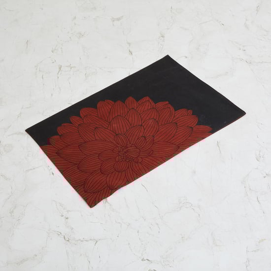 Regalia Black Floral Pattern Cotton Placemat - 33 x 48 cm
