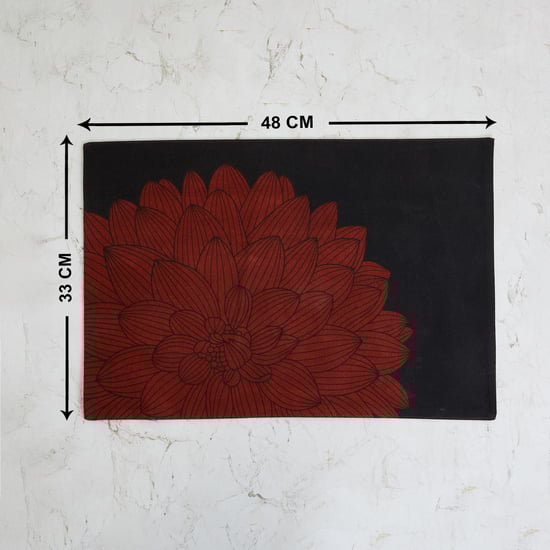 Regalia Black Floral Pattern Cotton Placemat - 33 x 48 cm