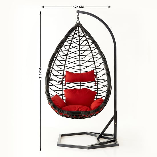 Helios Brezza Jimmy Hanging Swing with Stand and Seat Cushions - Brown