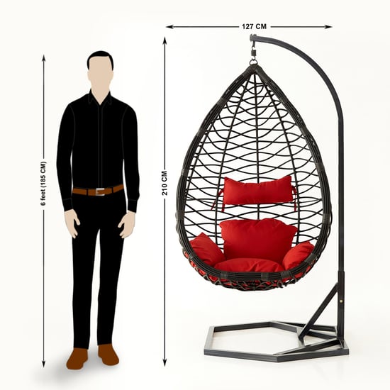 Helios Brezza Jimmy Hanging Swing with Stand and Seat Cushions - Brown