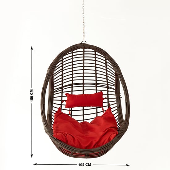 Helios Brezza Wicker Hanging Swing with Seat Cushions - Brown