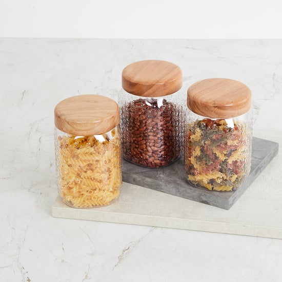 Corsica Elfin Set of 3 Wooden Lid Pet Jars - 900ml