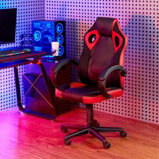 Champion Crewmate Faux Leather Gaming Chair - Black and Red