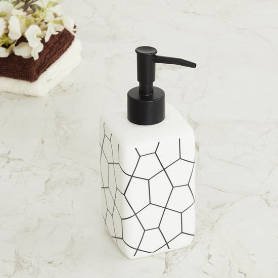 Medley Hamilton White Printed Square Ceramic Soap Dispenser