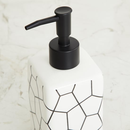 Medley Hamilton White Printed Square Ceramic Soap Dispenser