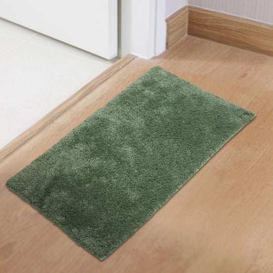 Spaces Large Size Exotica Green Textured Drylon Anti-Skid Bath Mat - 50X80Cm