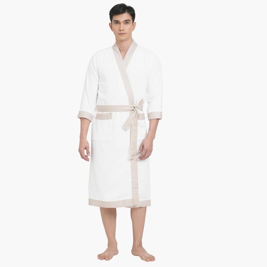 Spaces Large Size Hygro White Textured Large Cotton Bathrobe