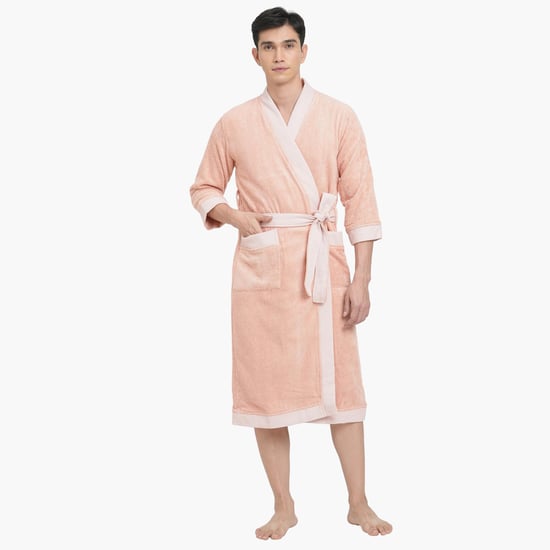 Spaces Large Size Hygro Pink Textured Large Cotton Bathrobe