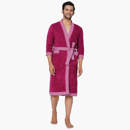 Spaces Large Size Hygro Pink Textured Large Cotton Bathrobe