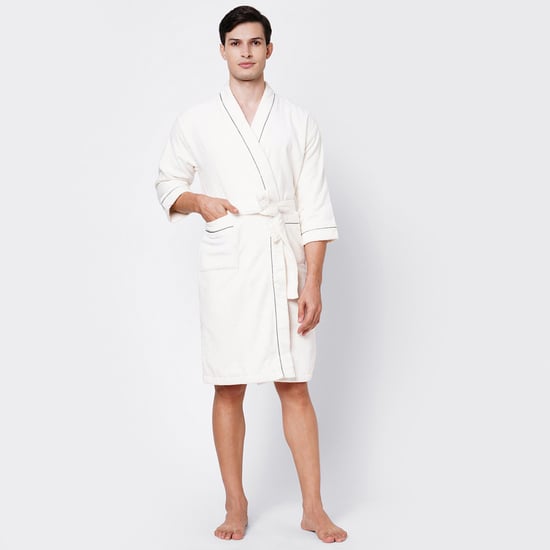 SPACES Exotica Cotton Adult Bathrobe, White - XL