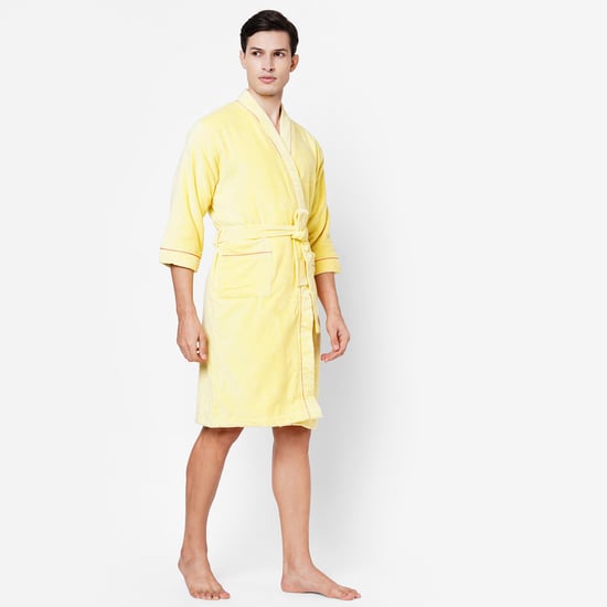 SPACES Exotica Cotton Adult Bathrobe, Yellow - XL