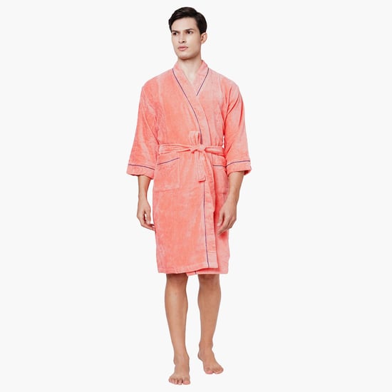 SPACES Exotica Cotton Quick-Dry Adult Bathrobe, Coral - L