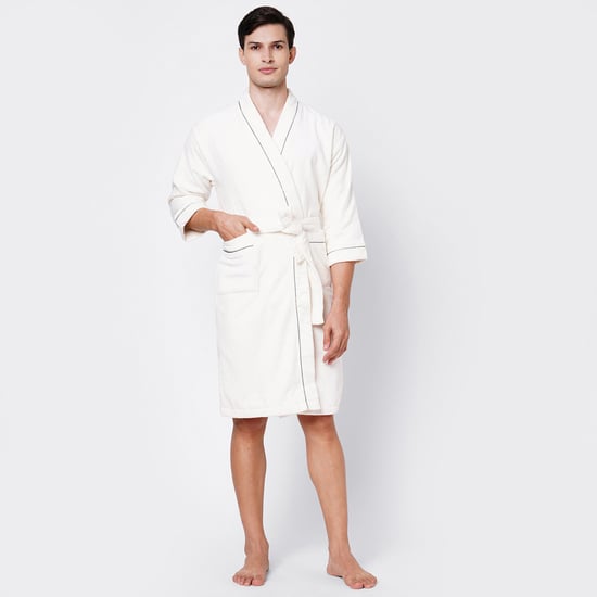 SPACES Exotica Cotton Quick-Dry Adult Bathrobe, White- M