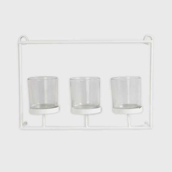 Selena Ribbeca White Triple Votive Holders With Hanging Stand