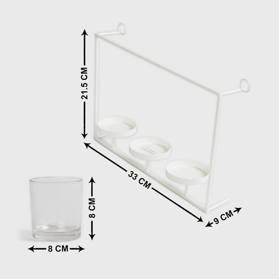 Selena Ribbeca White Triple Votive Holders With Hanging Stand