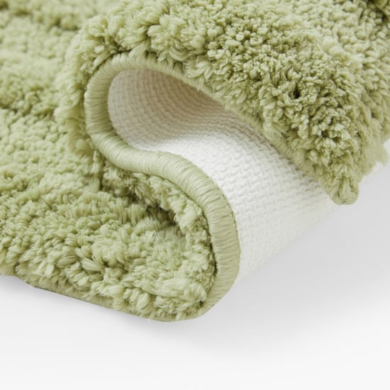 Spaces Small Size Swift Dry Green Textured Drylon Bath Mat - 40X60Cm