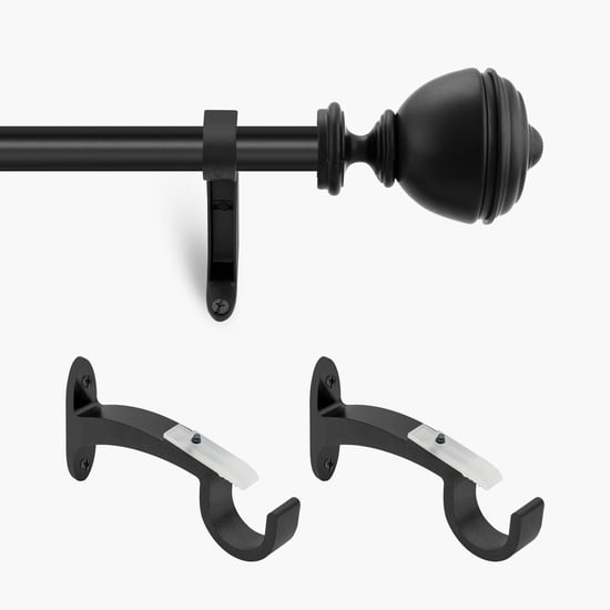 DECO WINDOW Fashion Black Iron Curtain Road With Brackets