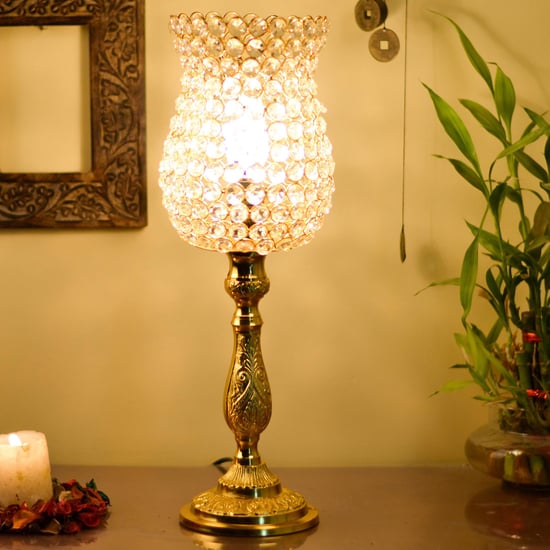 HOMESAKE Golden Crystal Glass Table Lamp