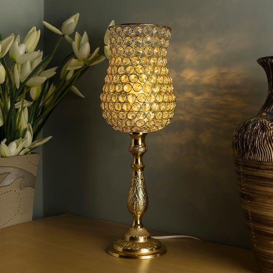 HOMESAKE Golden Crystal Glass Table Lamp Gold