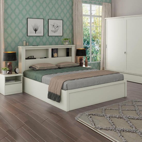 Helios Reynan Cannes King Bed with Hydraulic Storage - White