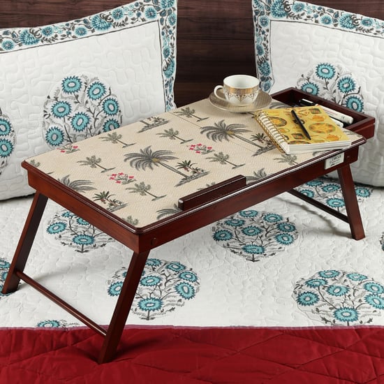 INDIA CIRCUS Godrej Venture Beige Printed Teak Wood Folding Laptop Table