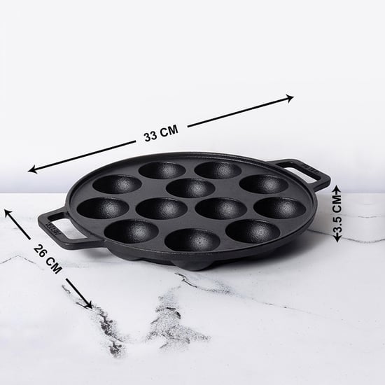 MEYER Corsica Black Cast Iron 2 Sides Handle Appam Pan - 26cm