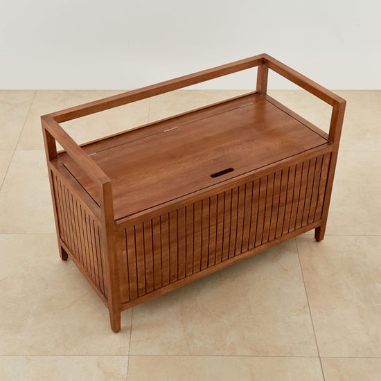 Flick Entryway Mango Wood Bench with Storage - Brown