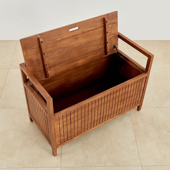 Flick Entryway Mango Wood Bench with Storage - Brown