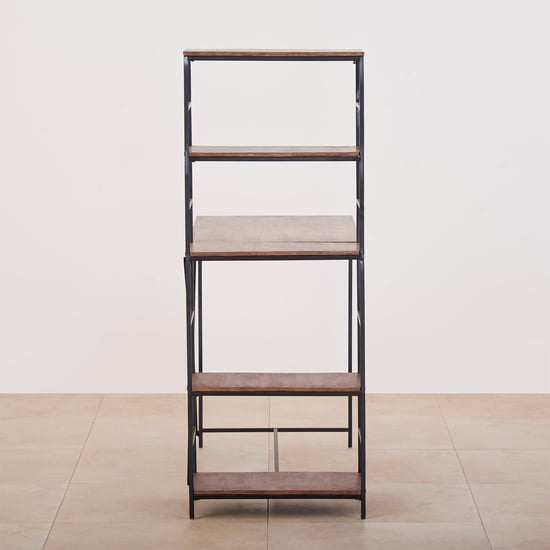 Ajax Mango Wood Study Table with Book Shelf - Brown