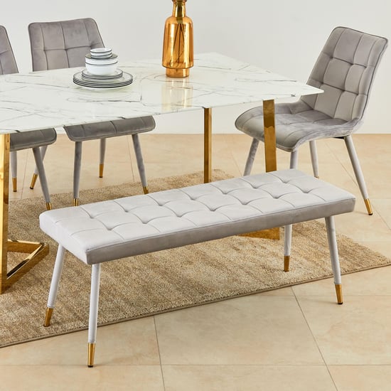 Bianca Velvet Dining Bench - Grey