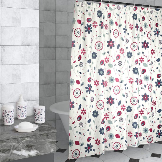 Everyday Essential Multicolour Floral Printed Polypropelyne Bathroom Accessory Set - 5Pcs