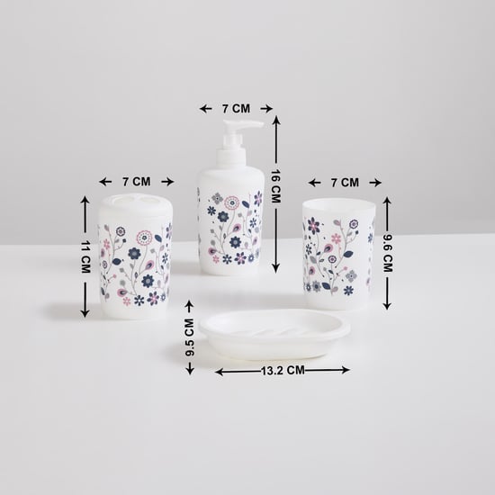 Everyday Essential Multicolour Floral Printed Polypropelyne Bathroom Accessory Set - 5Pcs