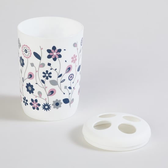 Everyday Essential Multicolour Floral Printed Polypropelyne Bathroom Accessory Set - 5Pcs