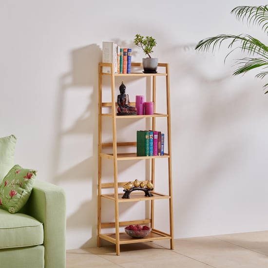 Midori Bamboo 5-Tier Book Shelf - Light Brown