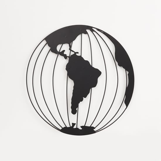 Nimbus World Map Black Metal Wall Art