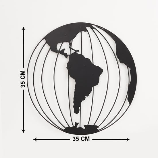 Nimbus World Map Black Metal Wall Art