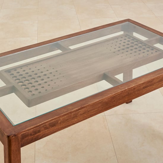 Serenity Glass Top 6-Seater Dining Table - Brown