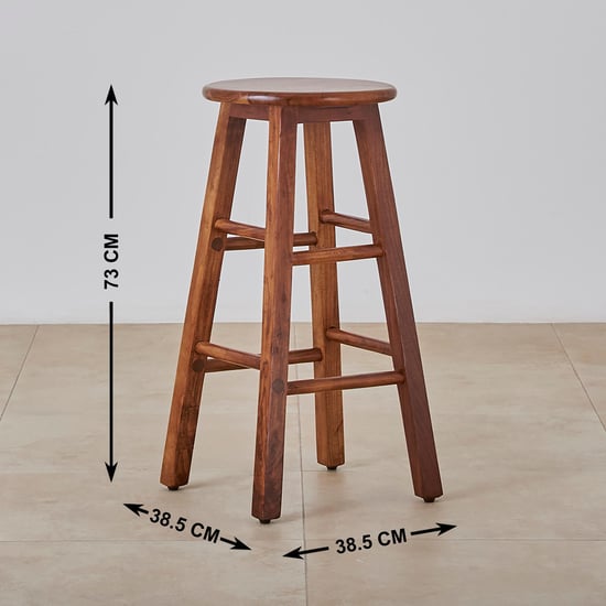 Helios Solid Wood Set of 2 Bar Stools - Brown