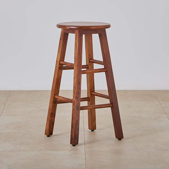 Helios Solid Wood Set of 2 Bar Stools - Brown
